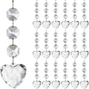 30pk Crystal Ornaments Christmas Tree Heart Acrylic Hanging Crystals Decor